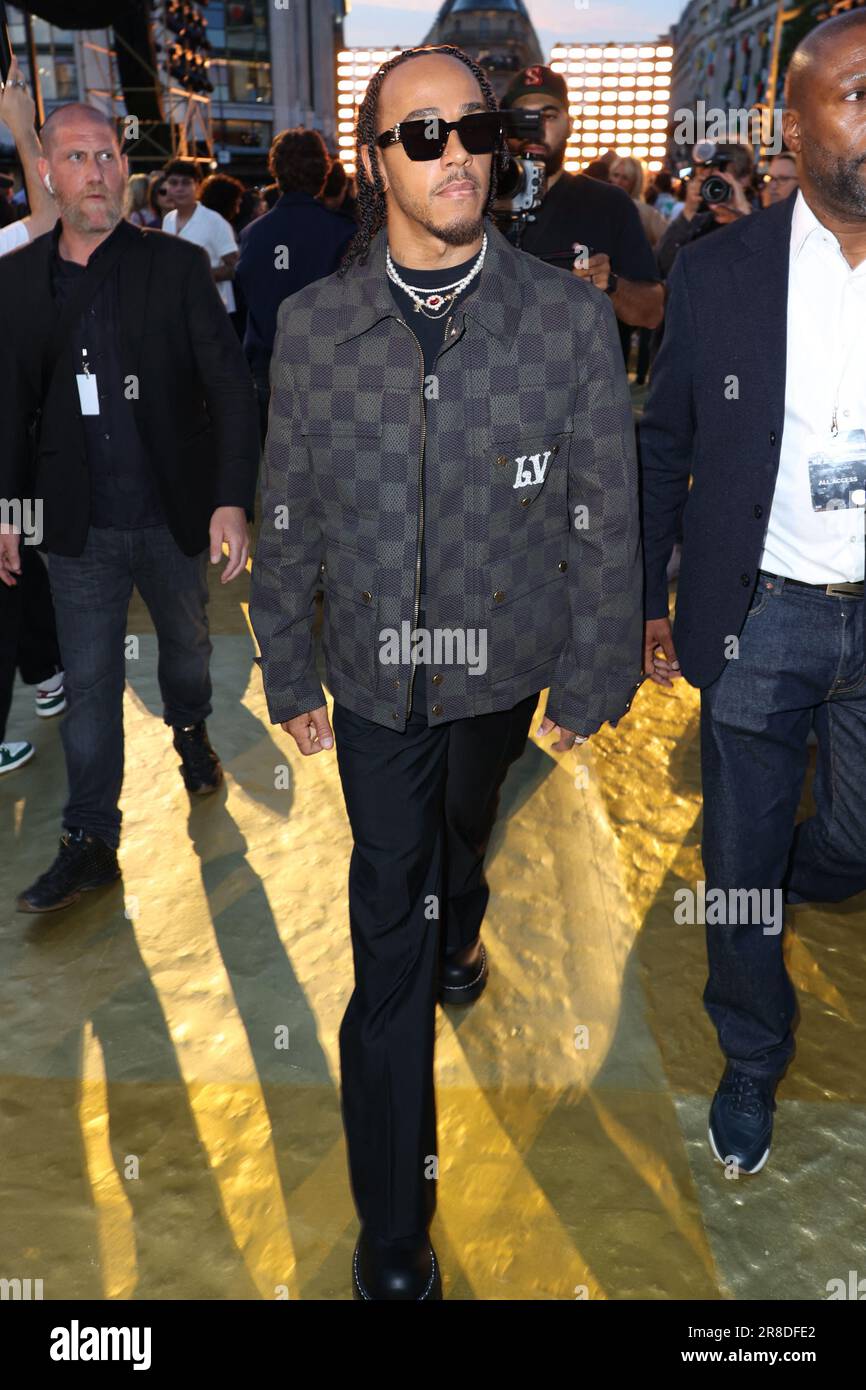 Paris, France. 20/06/2023, Lewis Hamilton attend the Louis Vuitton  Spring/Summer 2024 fashion show during the Paris Fashion Week menswear  spring/summer 2024 on June 20, 2023 in Paris, France. Photo by Jerome  Dominé/ABACAPRESS.COM