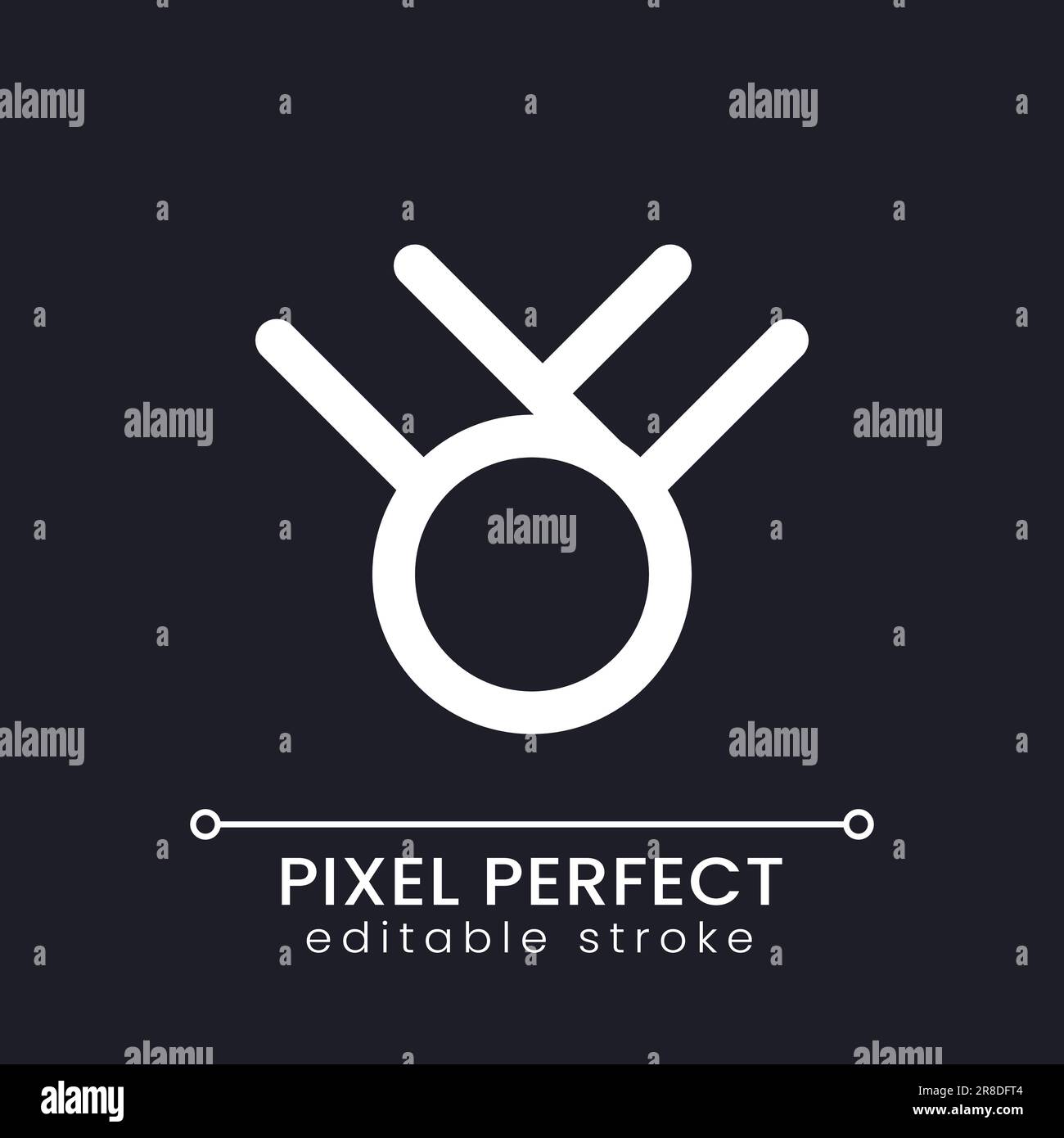 Medal pixel perfect white linear ui icon for dark theme Stock Vector