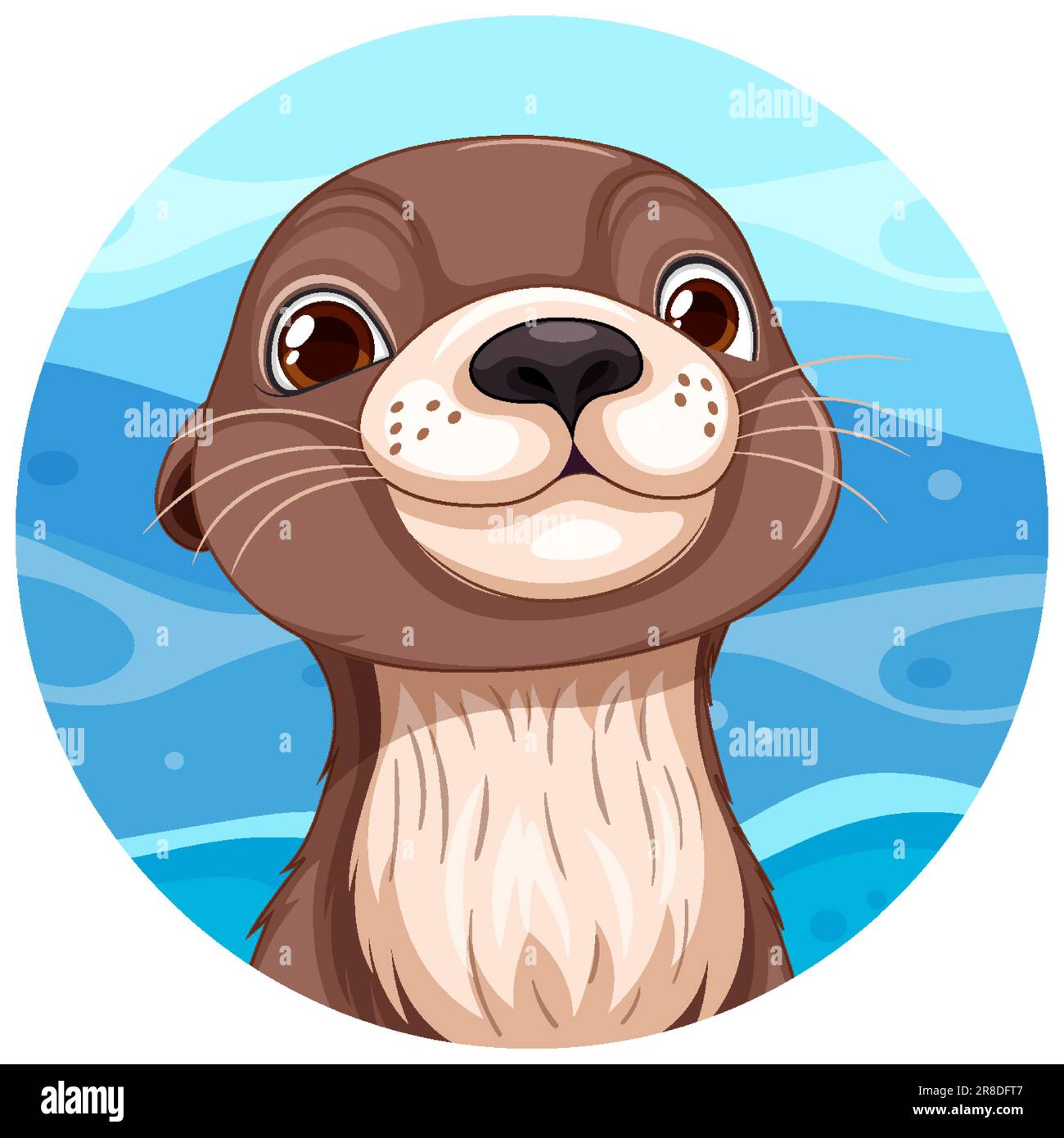 Otter on circle sticker template illustration Stock Vector