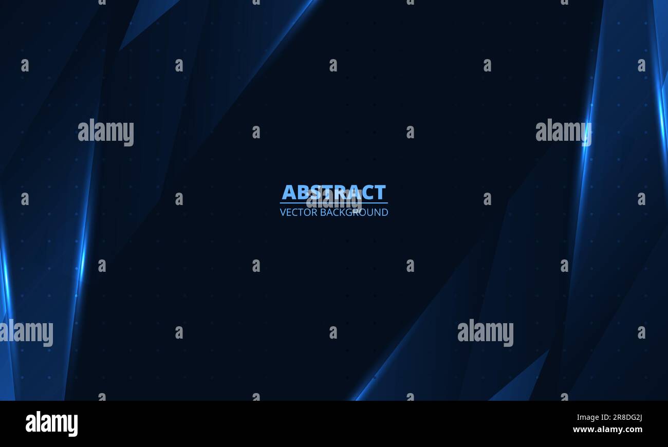 Dark blue abstract background with geometric dynamic glowing diagonal ...