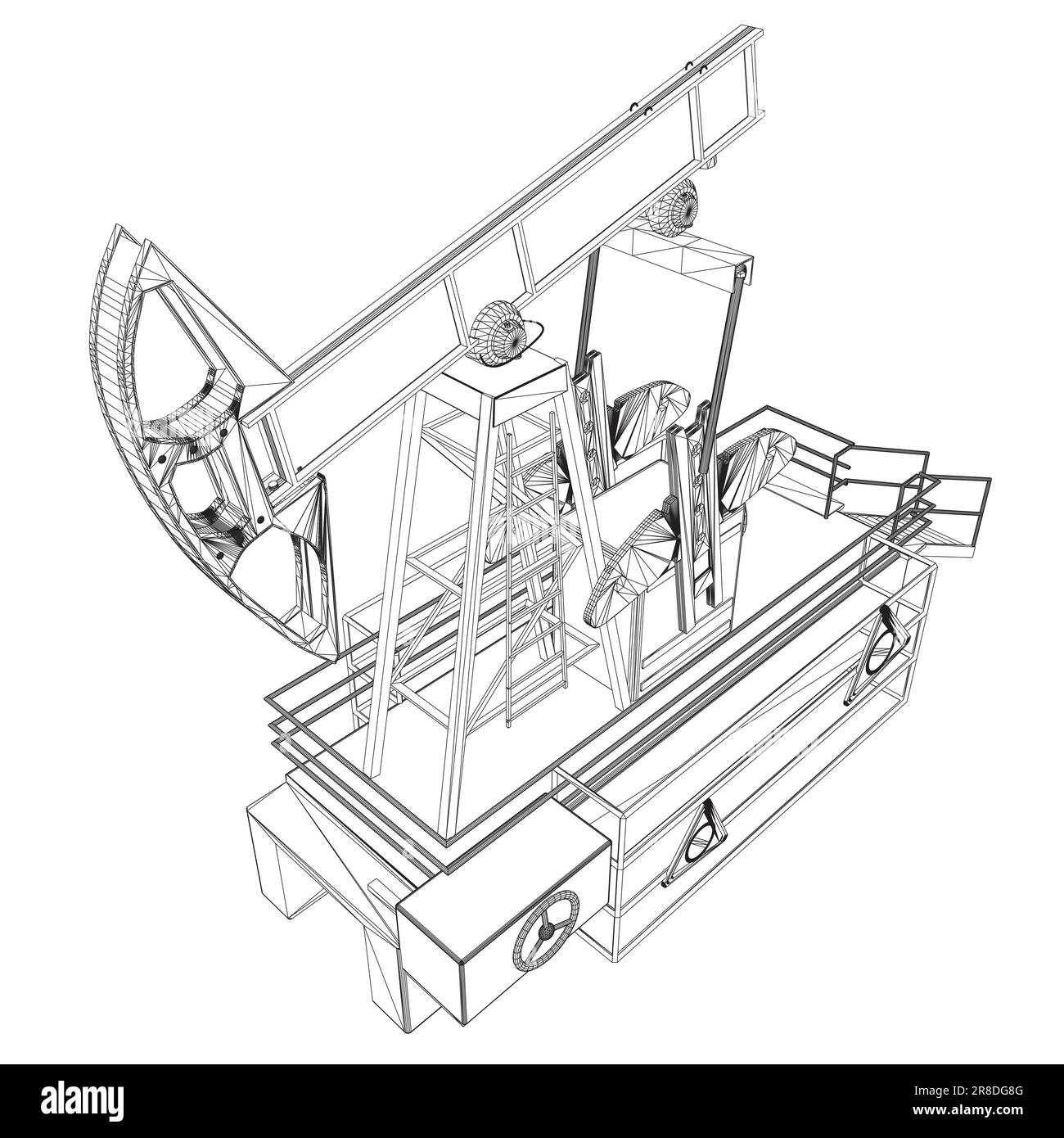 Wireframe Oil pump icon. Oil pump symbol. Vector illustration. Oil