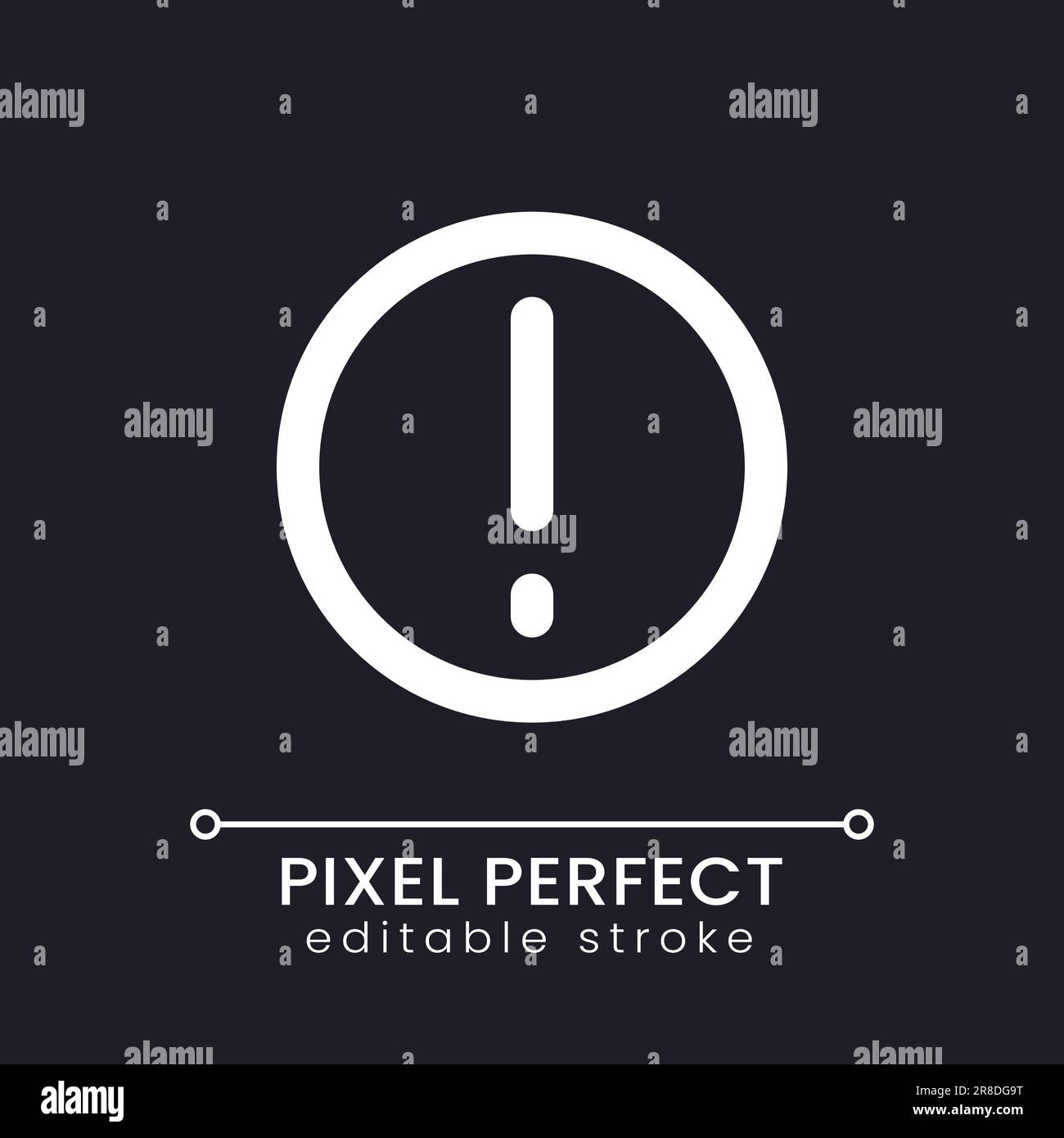 Warning pixel perfect white linear ui icon for dark theme Stock Vector