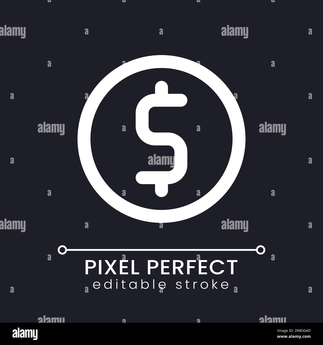 Coin pixel perfect white linear ui icon for dark theme Stock Vector ...