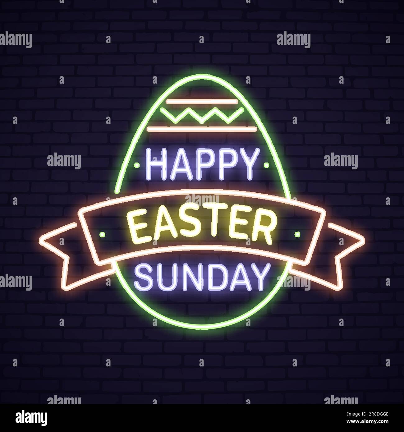 Neon Easter lettering set Stock Vector