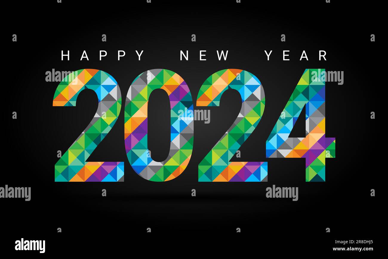 2024 new year colorful logo design template. 2024 Happy new year