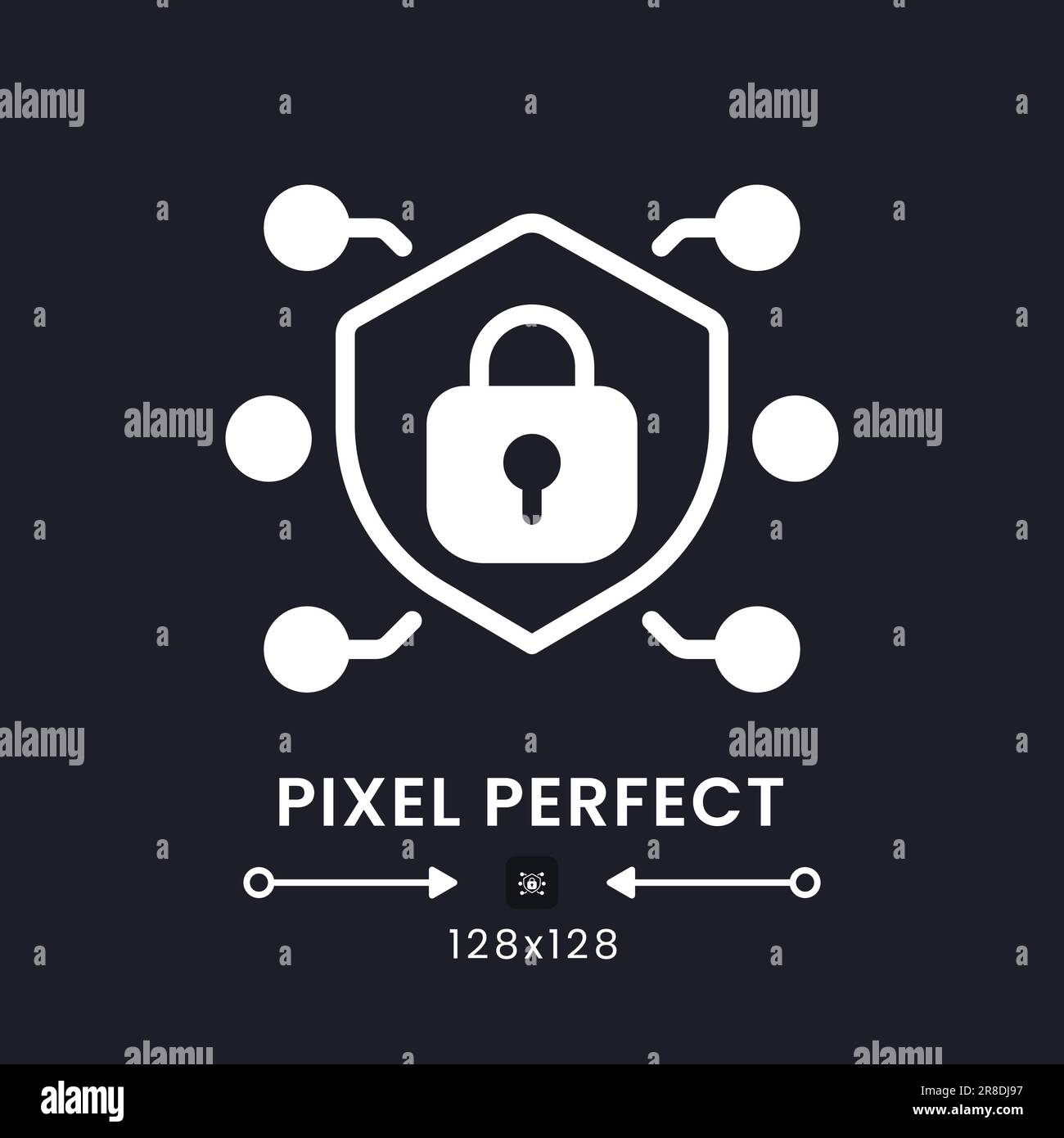 Network security white solid desktop icon Stock Vector