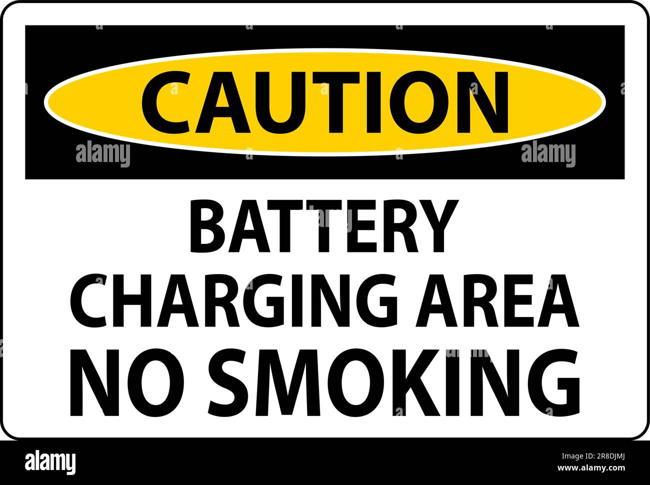 Caution Sign Battery Charging Area, No Smoking Stock Vector