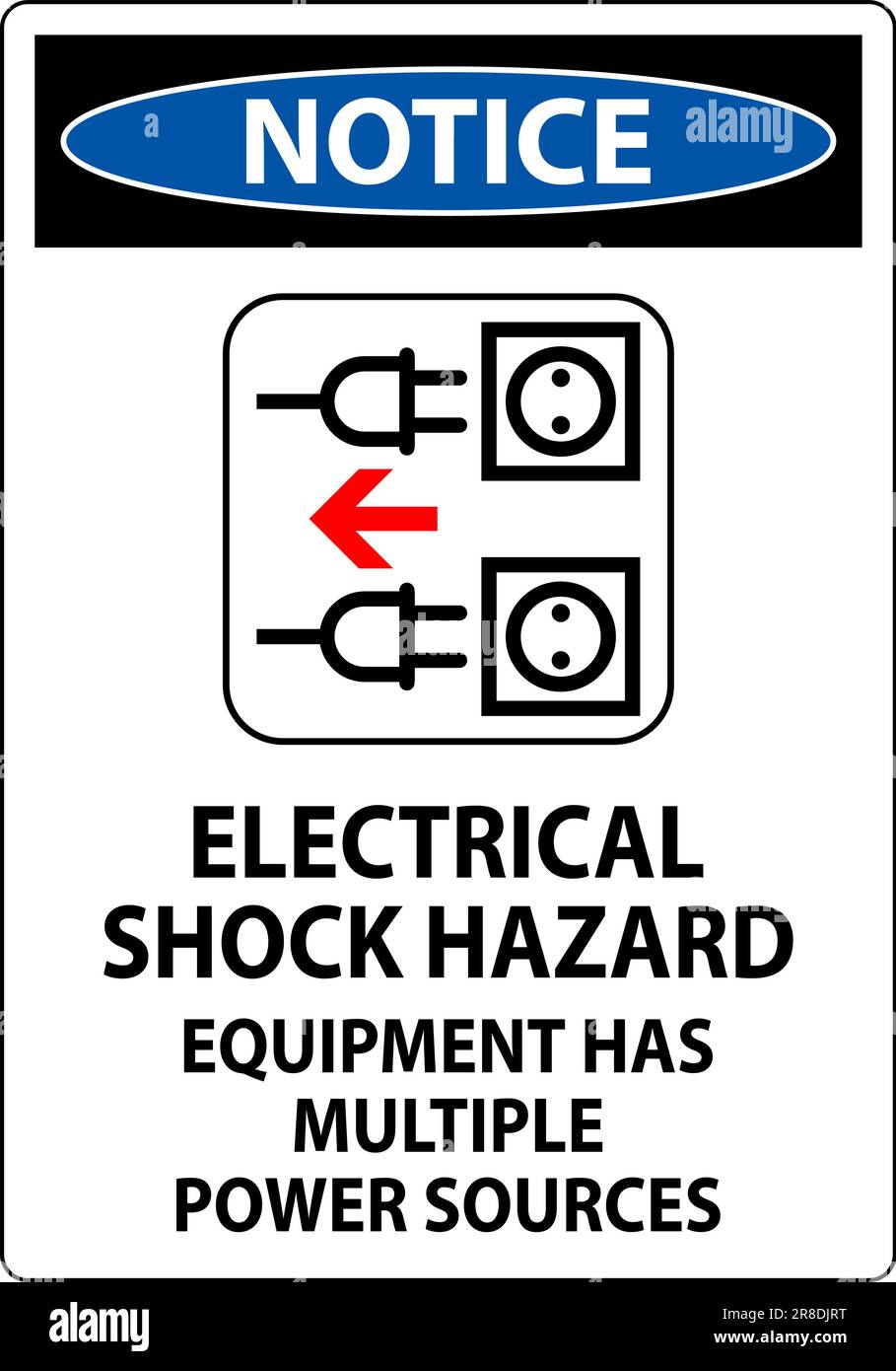 Notice Sign Electrical Shock Hazard, Equipment Has Multiple Power Sources Stock Vector