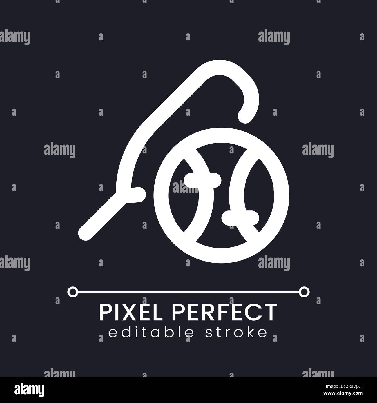 Baseball equipment pixel perfect white linear ui icon for dark theme Stock Vector