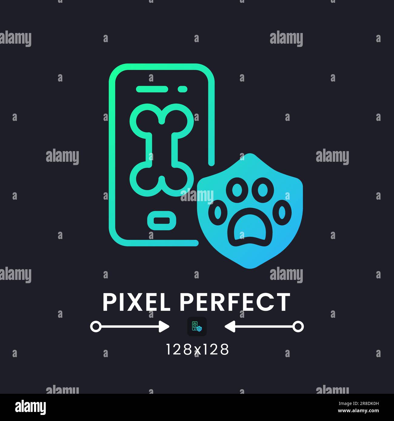 Pet Care app blue solid gradient desktop icon on black Stock Vector