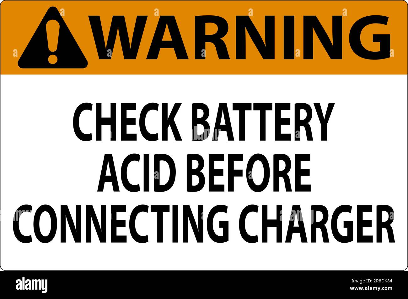 Warning Sign Check Battery Acid Before Connecting Charger Stock Vector