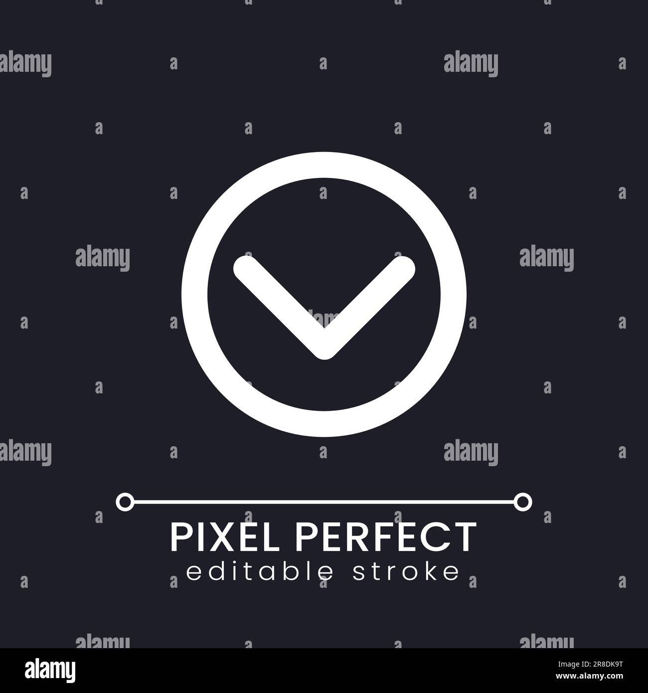 Downward direction button pixel perfect white linear ui icon for dark ...