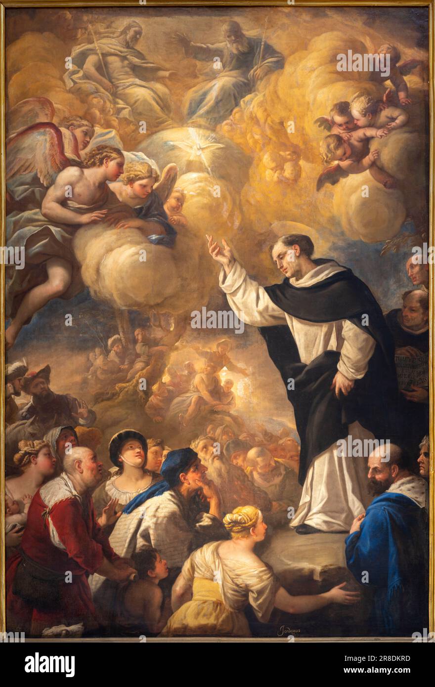 NAPLES, ITALY - APRIL 23, 2023: The painting of Sermon of St. Vincent Ferrer  in the church Basilica di Santa Maria della Sanita by Luca Giordano Stock Photo