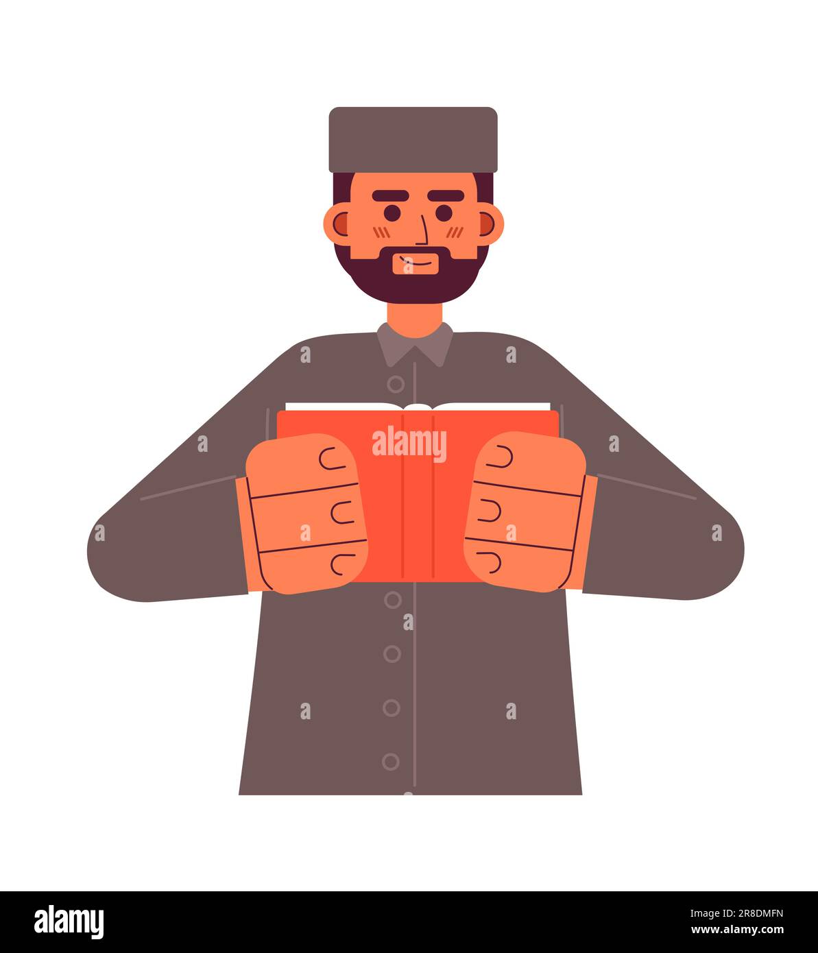 Imam muslim man semi flat colorful vector character Stock Vector