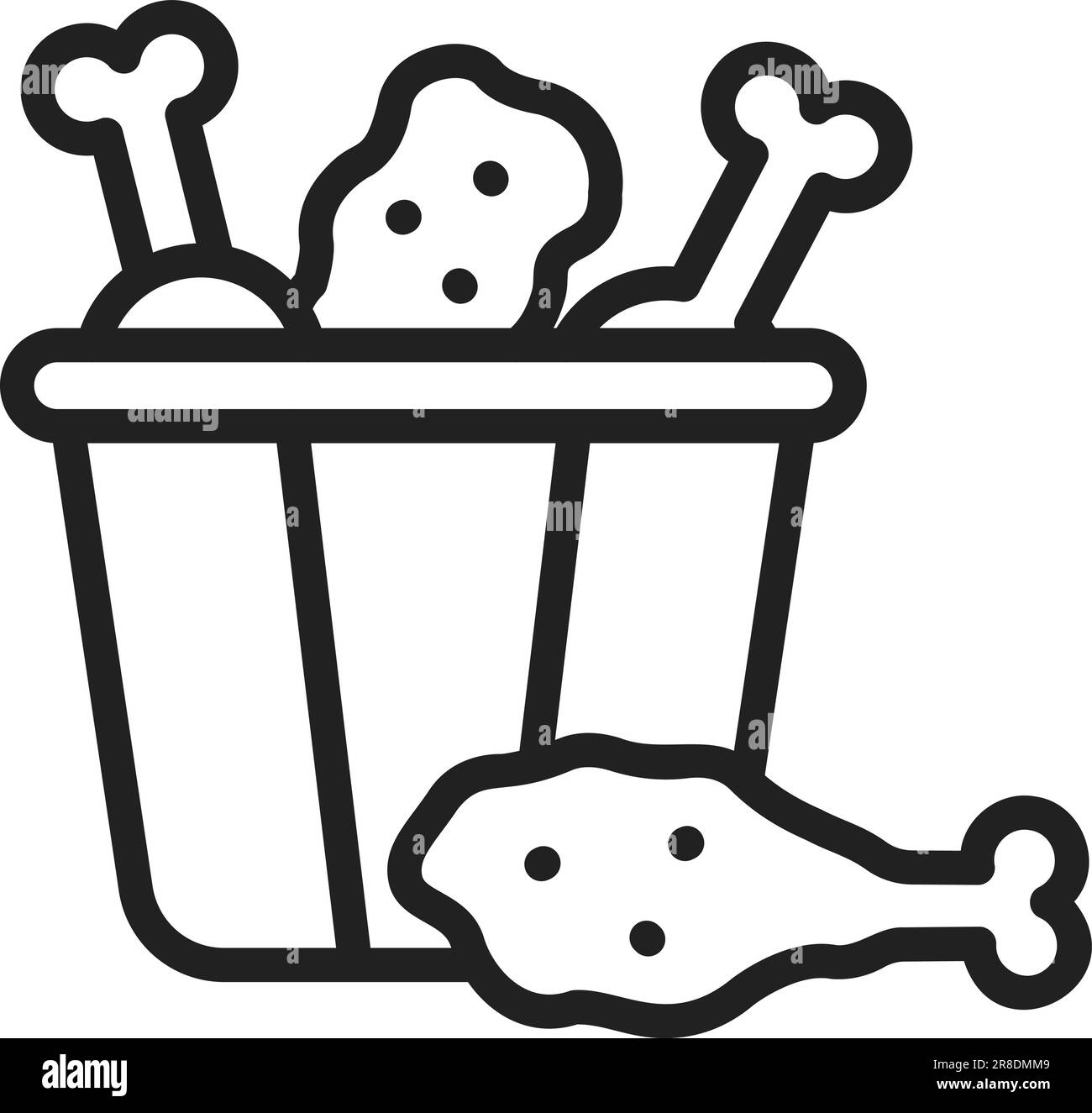 Chicken Piece Bucket Icon Image. Stock Vector
