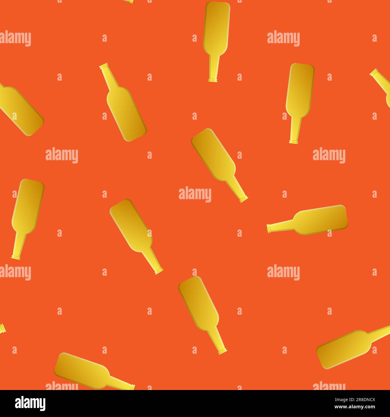Endless seamless pattern of yellow beautiful glass beer bottles with ...