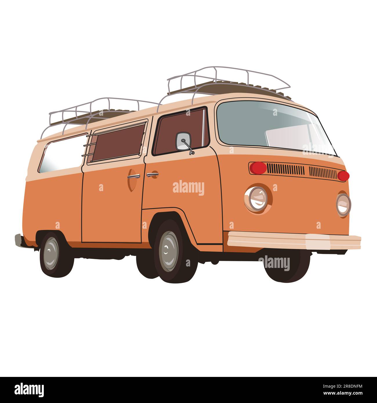 Vintage Van with above car luggage storage Illustration: Nostalgic