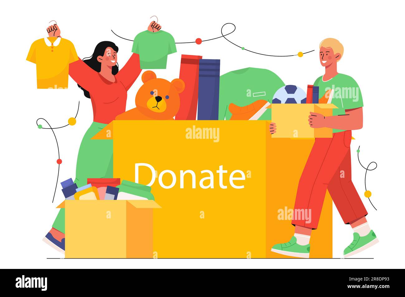 People with donation box concept Stock Vector