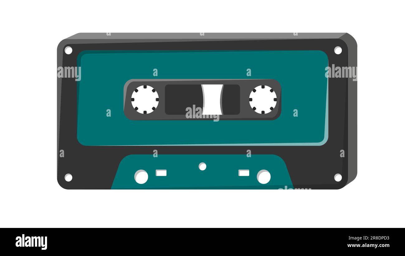 Old retro vintage green music audio cassette for audio tape recorder with tape from 70s