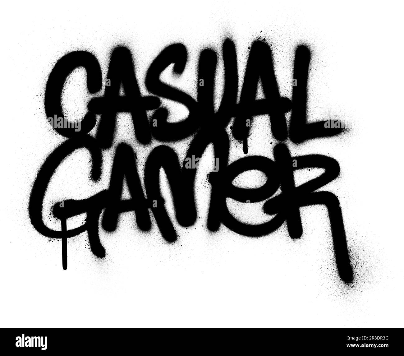 graffiti casual gamer text sprayed in black over white Stock Vector