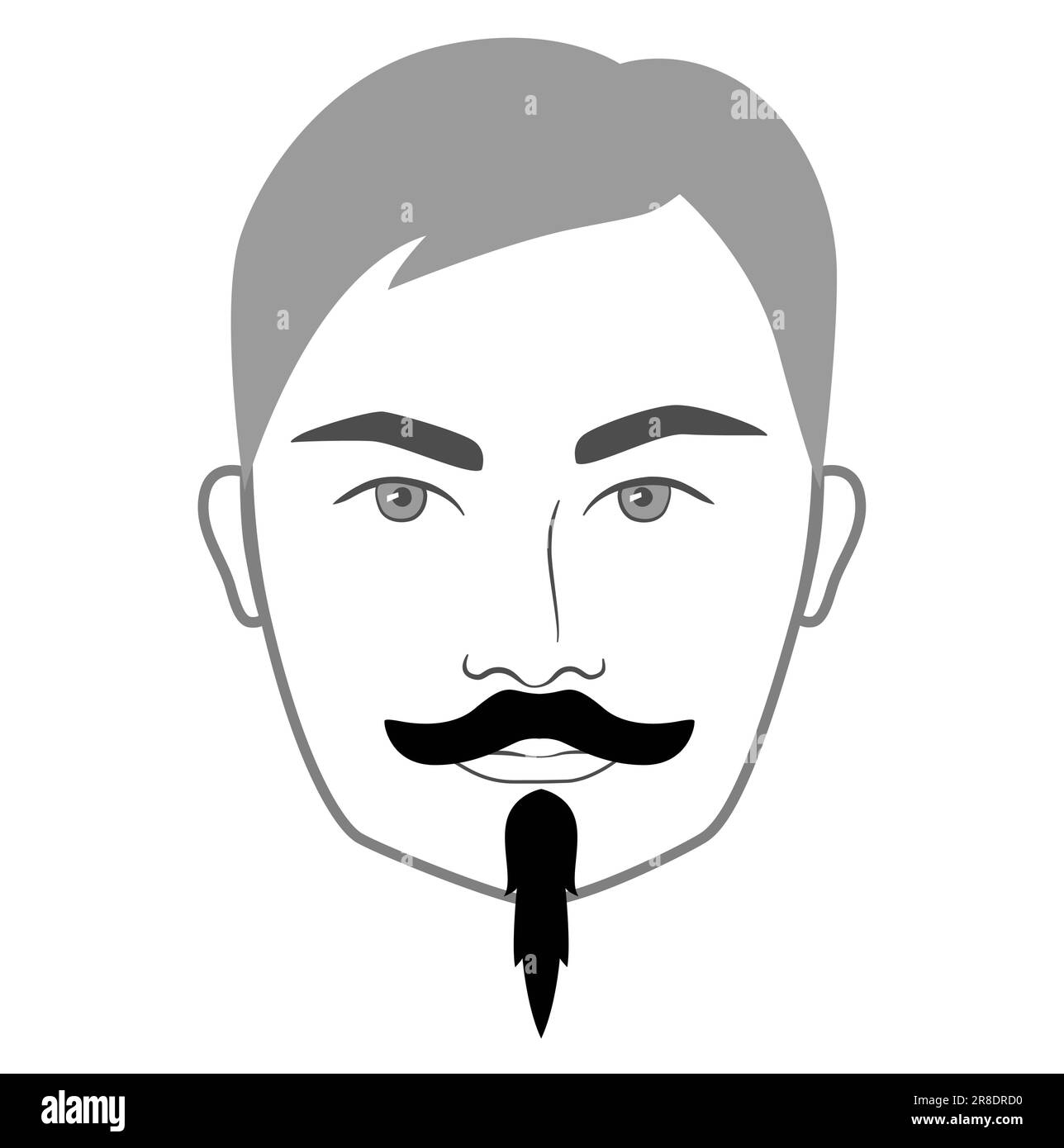 Moustache and Soul Patch Beard style men in face illustration Facial hair mustache. Vector grey
