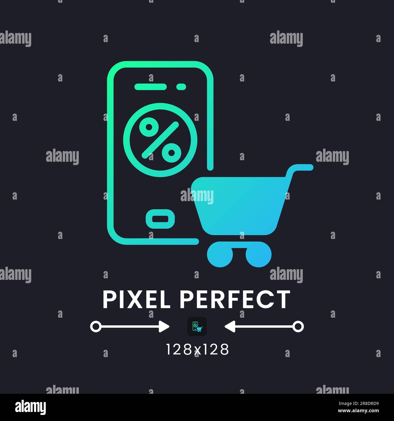 Online Shopping app blue solid gradient desktop icon on black Stock Vector