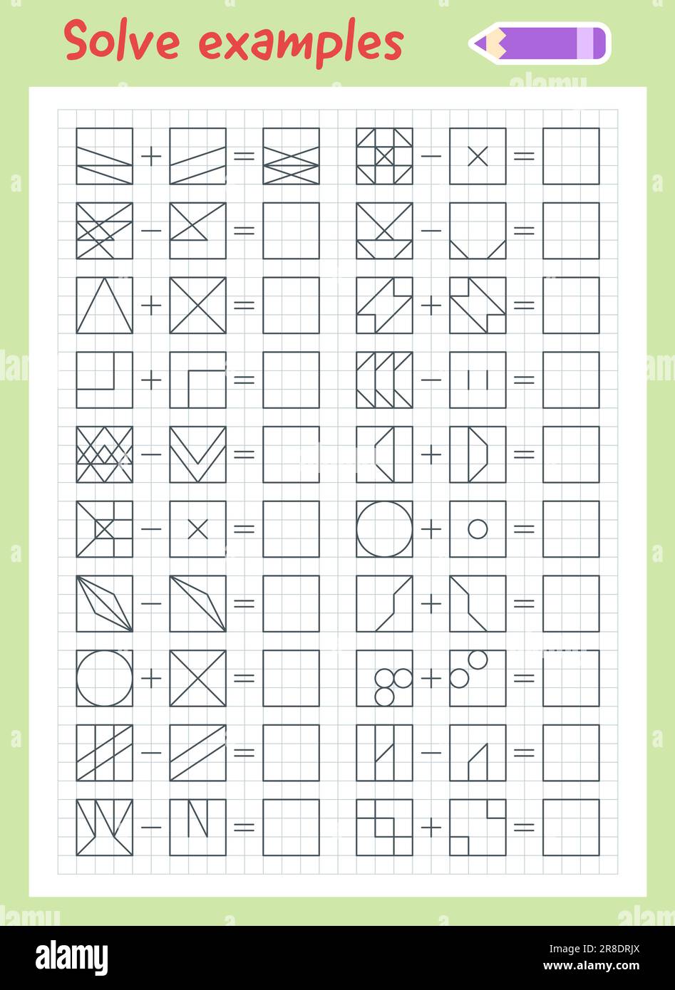 Logic exercises for children. Solve examples. Math Stock Vector Image ...