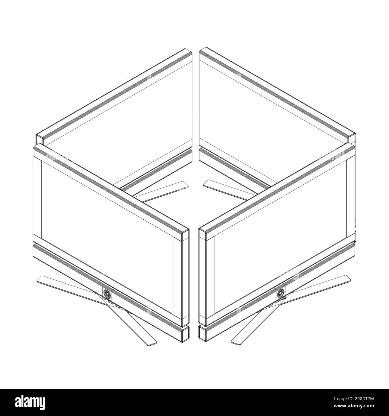 Vector laptop wireframe. Personal computer in flat style. Desktop
