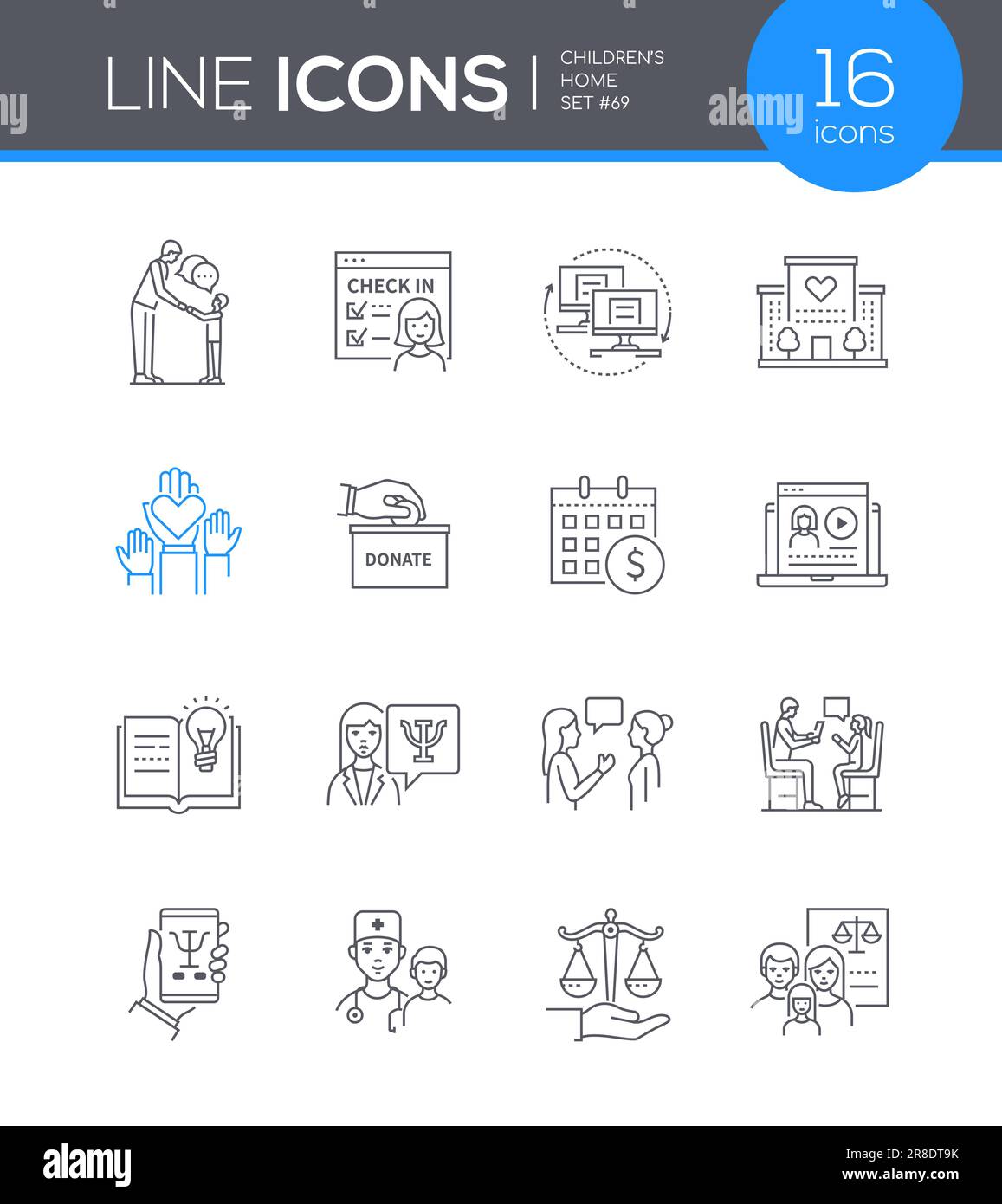 Childrens home - modern line design style icon set Stock Vector Image ...