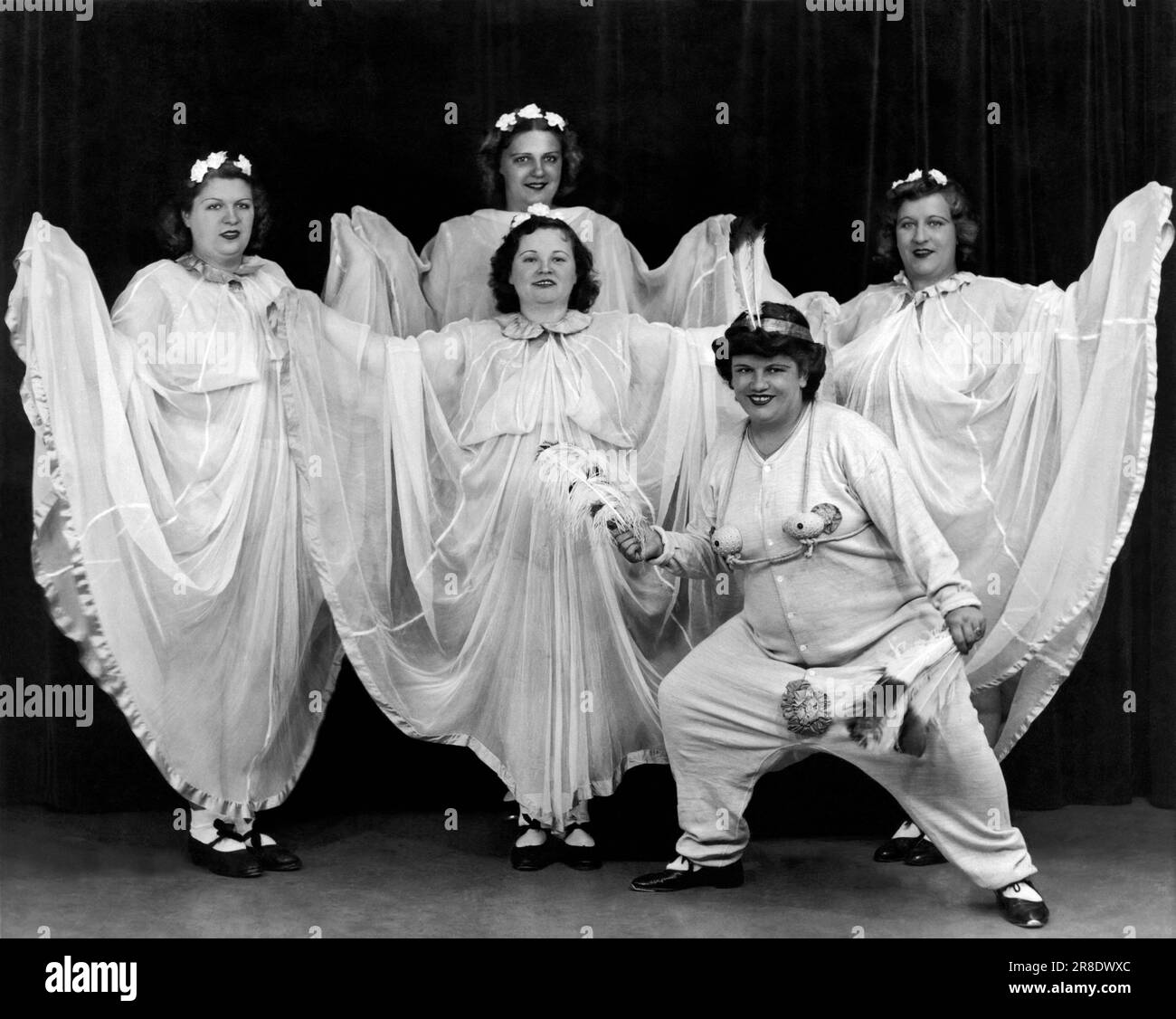 New York, New York:  c. 1930. A theatrical group performing in NY city. Stock Photo
