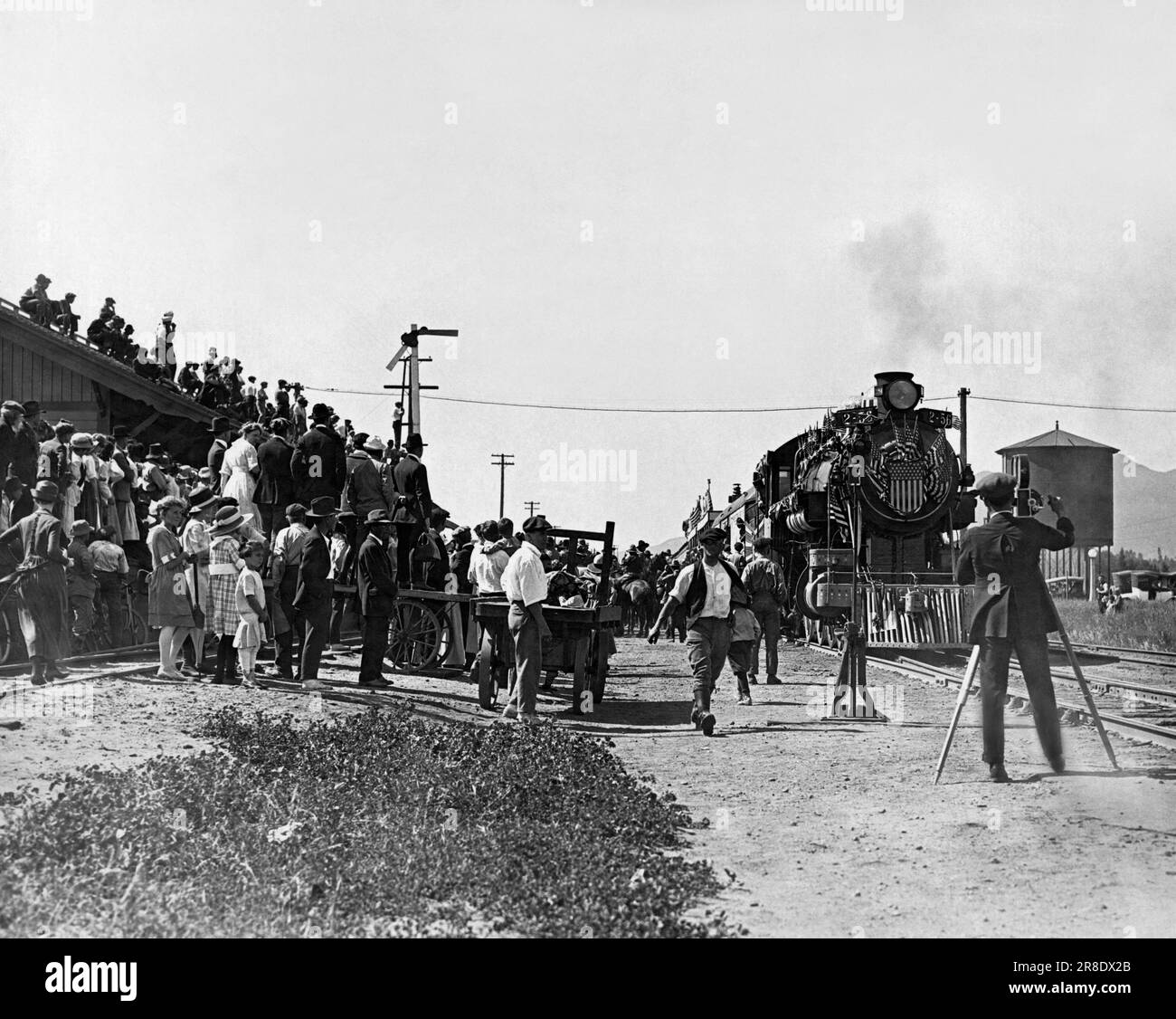 California c. 1920 The filiming of a train scene in a
