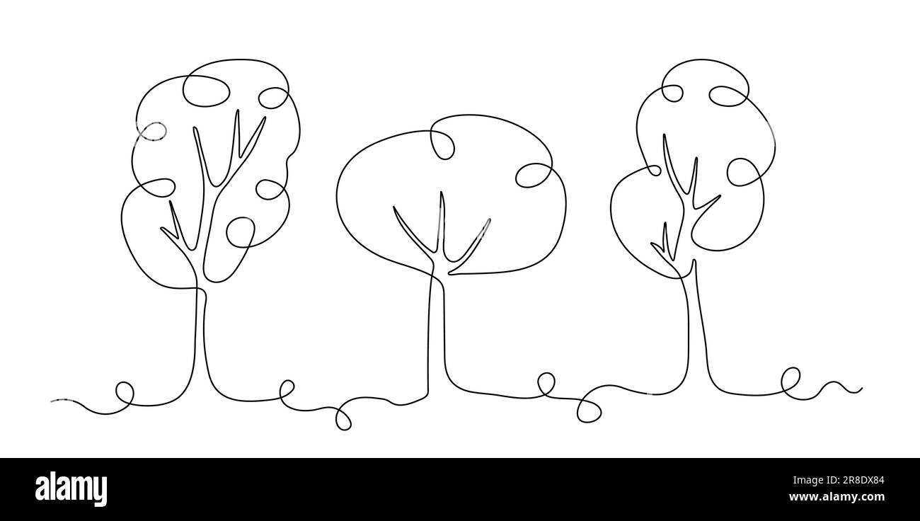 Continuous line trees set concept Stock Vector Image & Art - Alamy