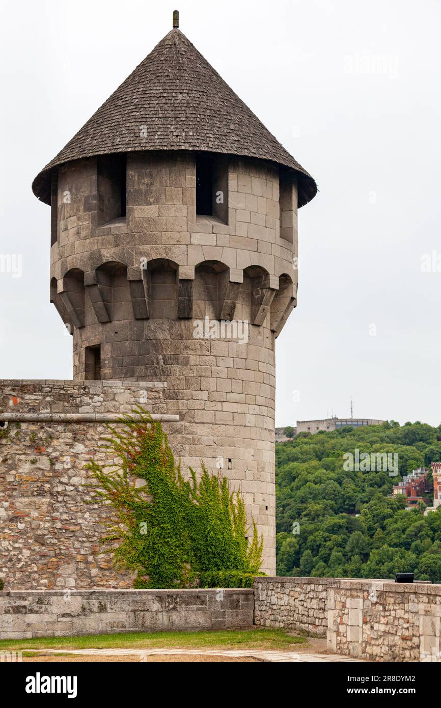 Budapest, Hungary - June 22 2018: Mace Tower at the angle of the surrounding medieval fortifications in Buda Castle. Stock Photo