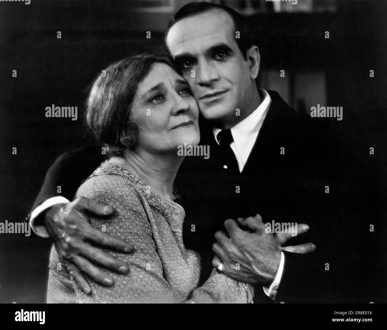 Hollywood, California,  1927. A scene from the landmark film with sound, 'The Jazz Singer' with Al Jolson and May McAvoy. Stock Photo