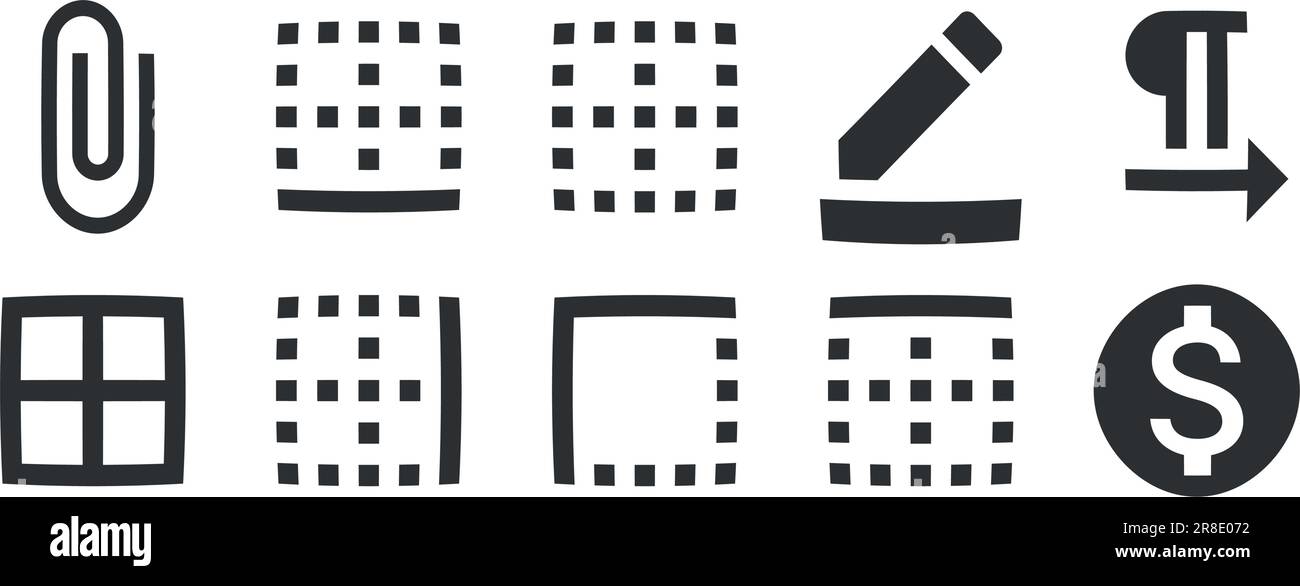 Set of 10 icons Text Editor. Line icons collection. Simple Set. Linear symbols set. Big UI icon