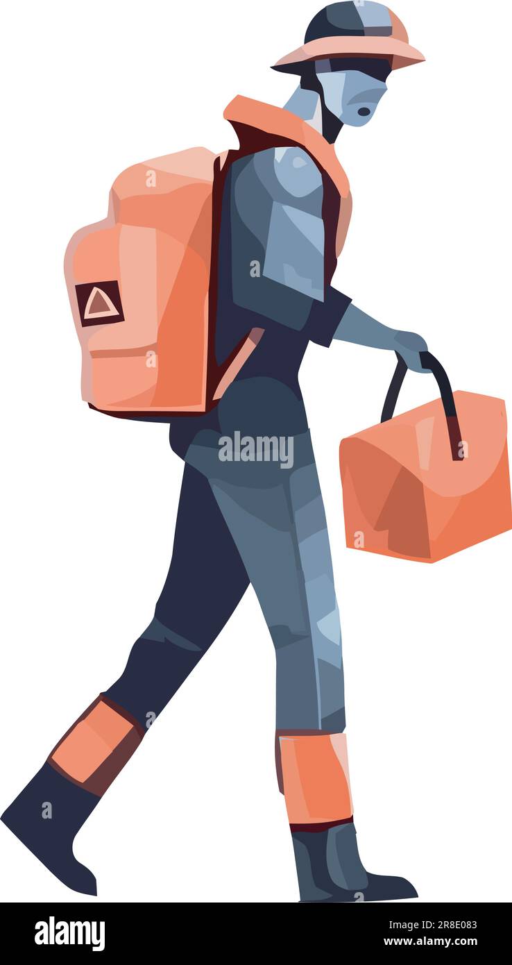 traveler man walking with travelbag Stock Vector Image & Art - Alamy
