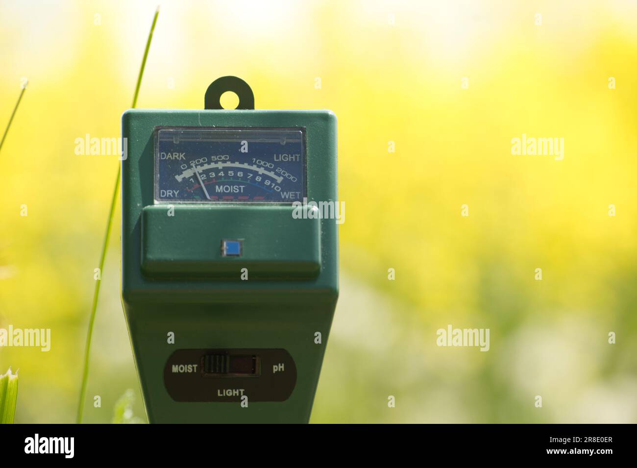 Meter Ruler Farm Agricultural meter in close up over blurred background. High technology ...