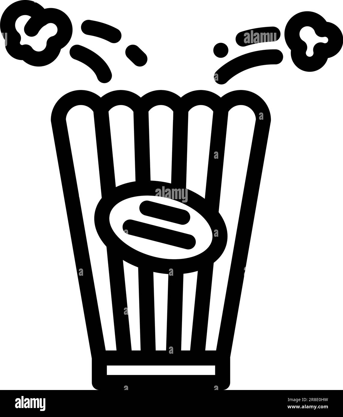 bucket popcorn red white line icon vector illustration Stock Vector