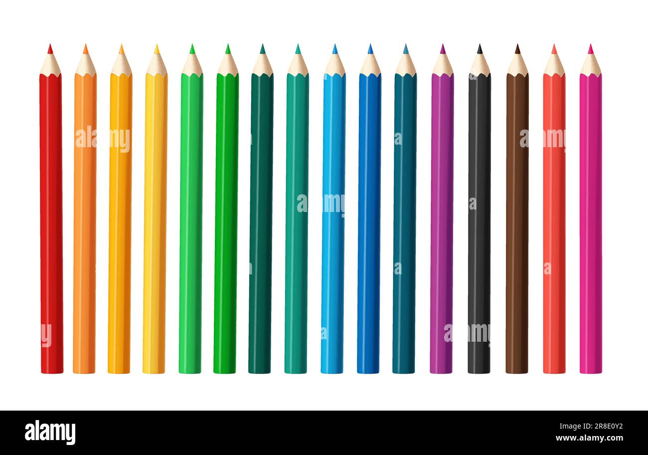 Color pencil set vector design. Collection of colorful and pointed