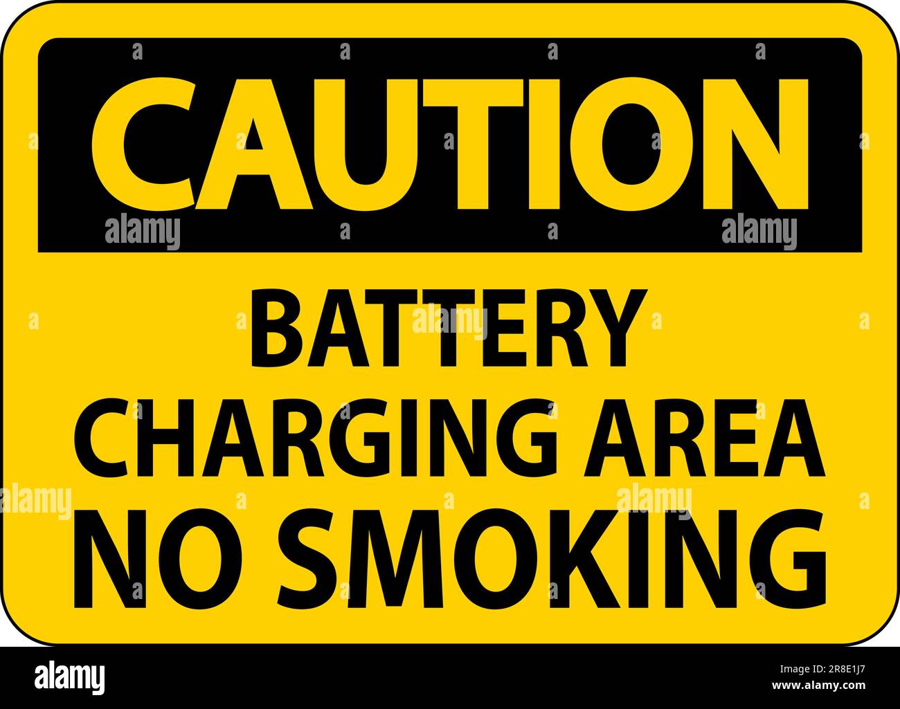 Caution Sign Battery Charging Area, No Smoking Stock Vector