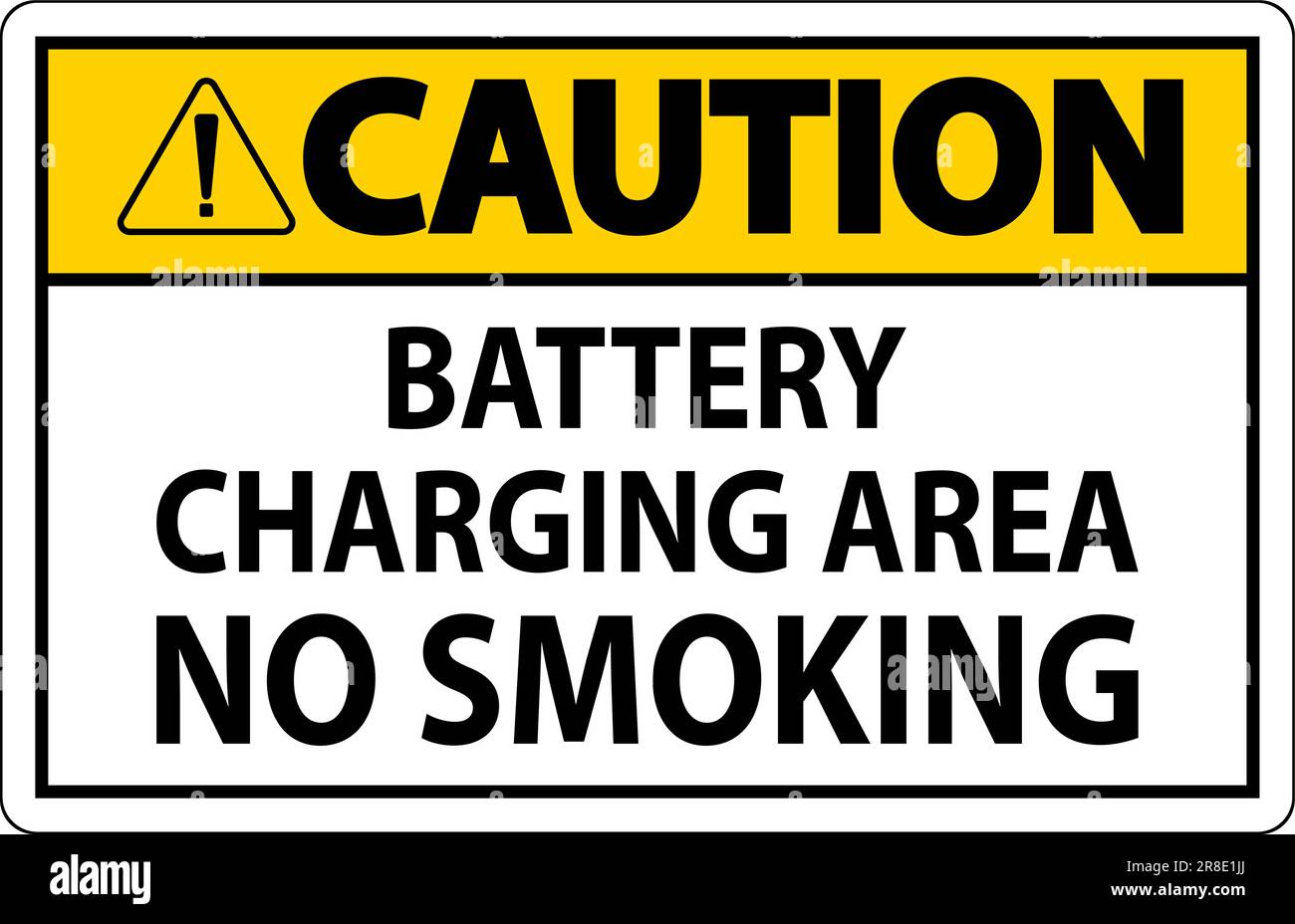 Caution Sign Battery Charging Area, No Smoking Stock Vector