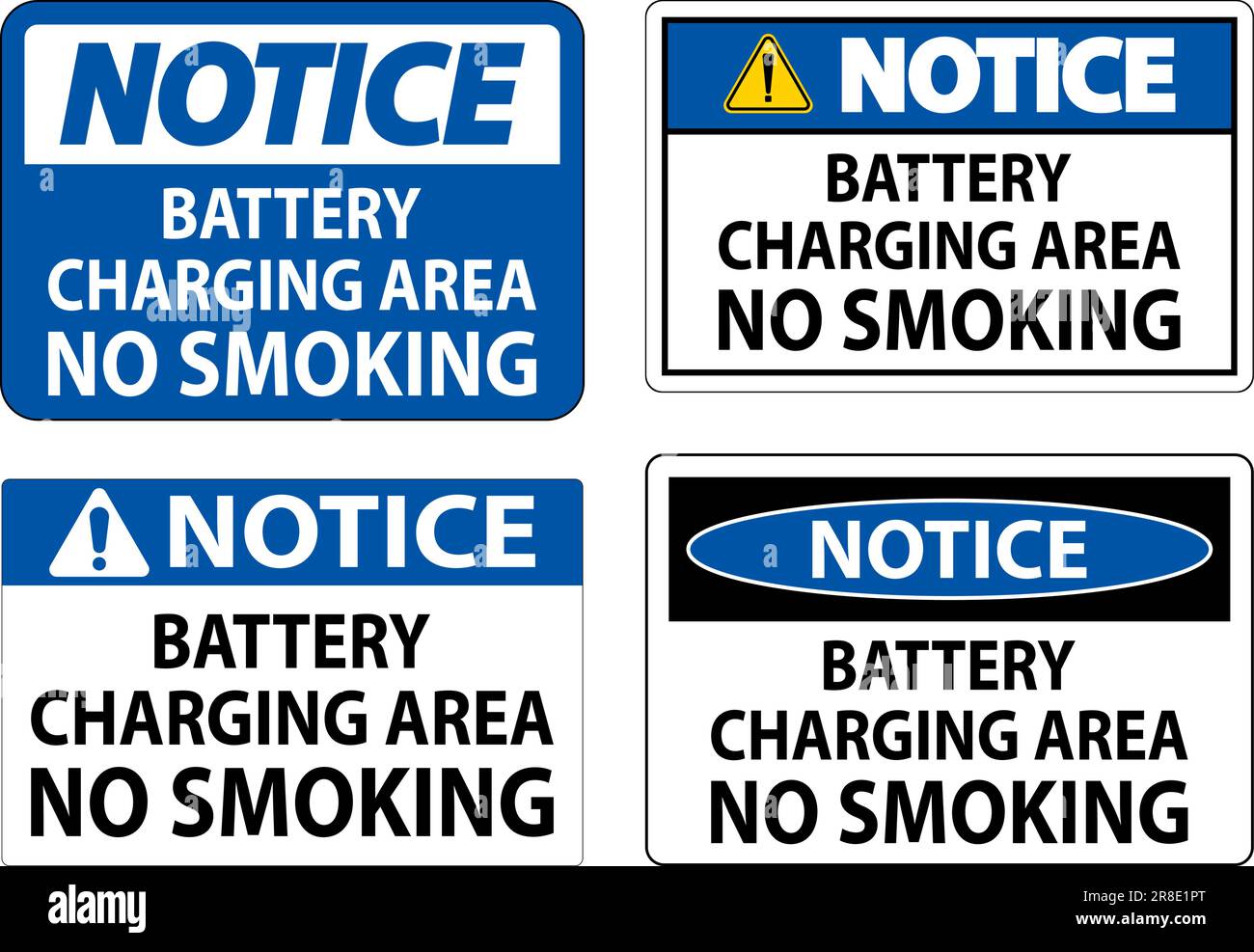 Notice Sign Battery Charging Area, No Smoking Stock Vector