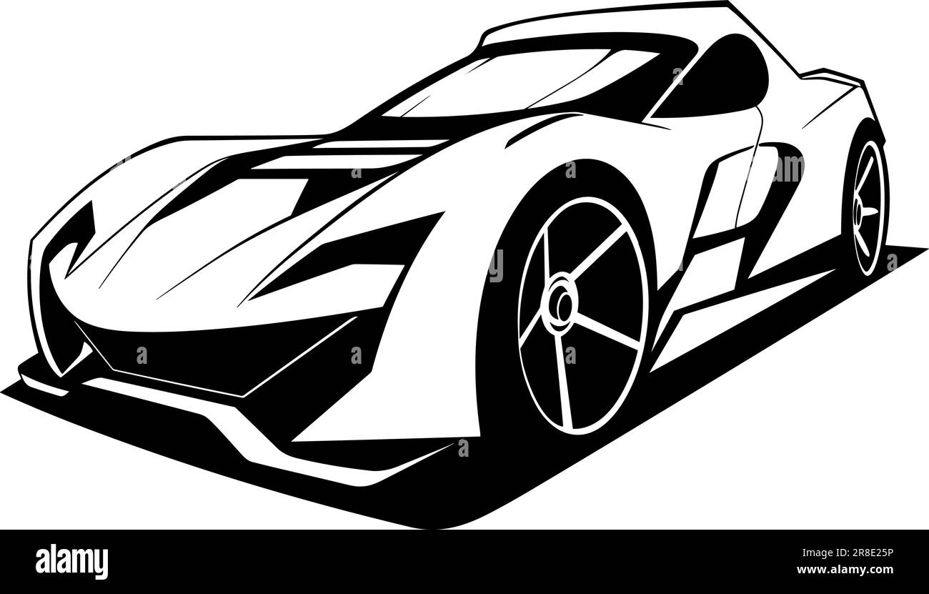Futuristic car illustration black white hi-res stock photography and ...