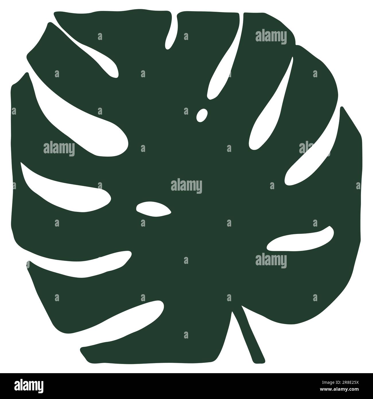 Decorative monstera leaf tile. Handdrawn exotic plant isolated on