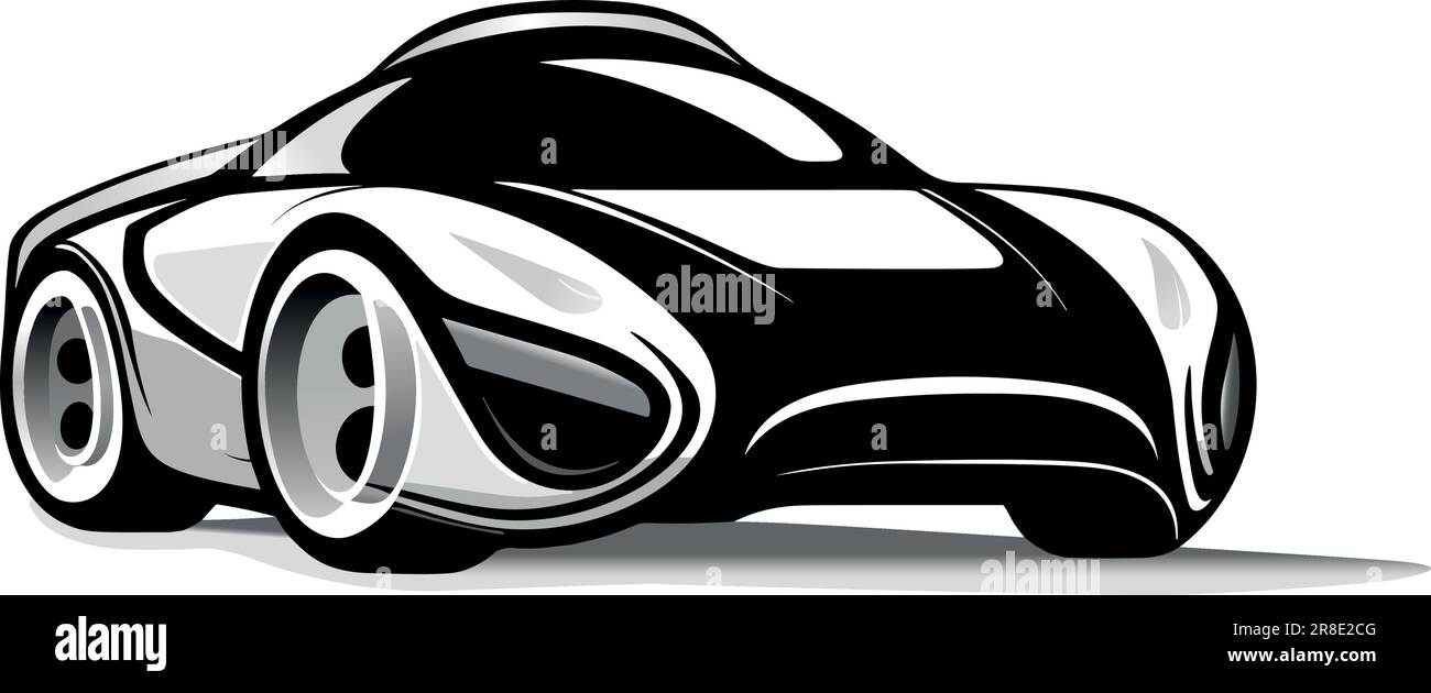 Futuristic car illustration black white hi-res stock photography and ...