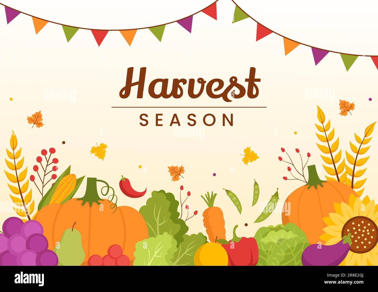 Harvest Season Vector Illustration with Autumn of Pumpkins and Seasonal ...