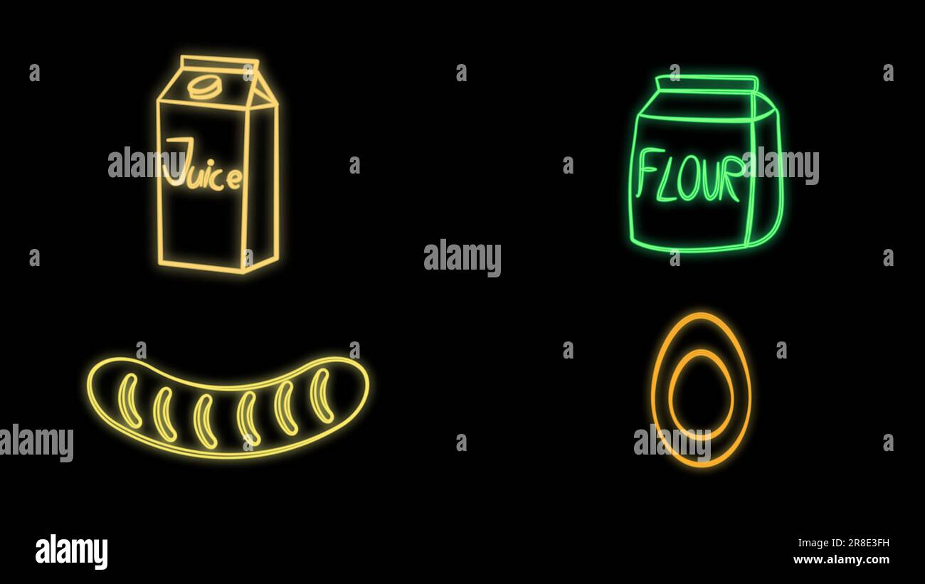 Vegetarian dish neon icons in set collection for design.Vegetable and milk food vector symbol
