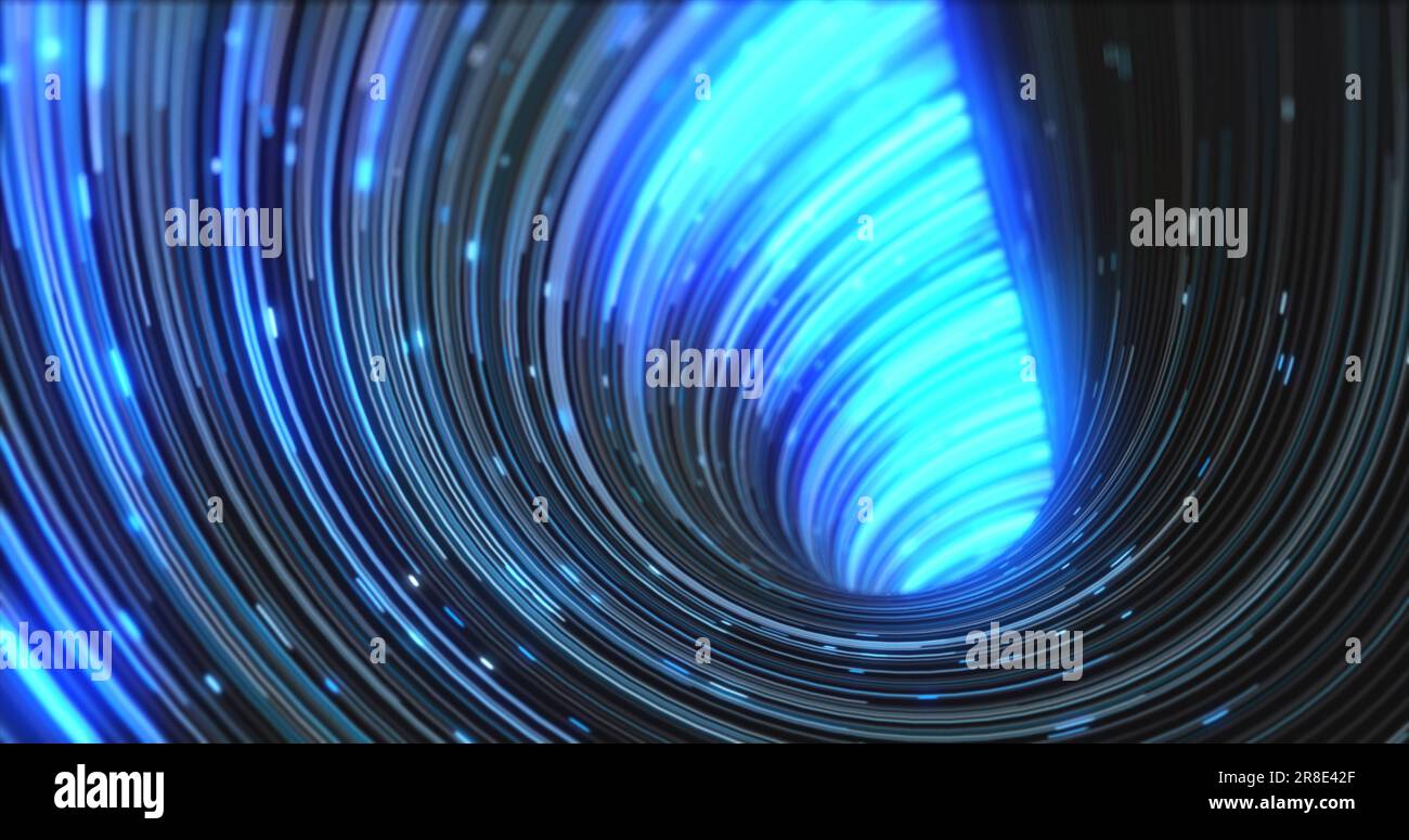 Abstract energy blue swirling curved lines of glowing magical streaks ...