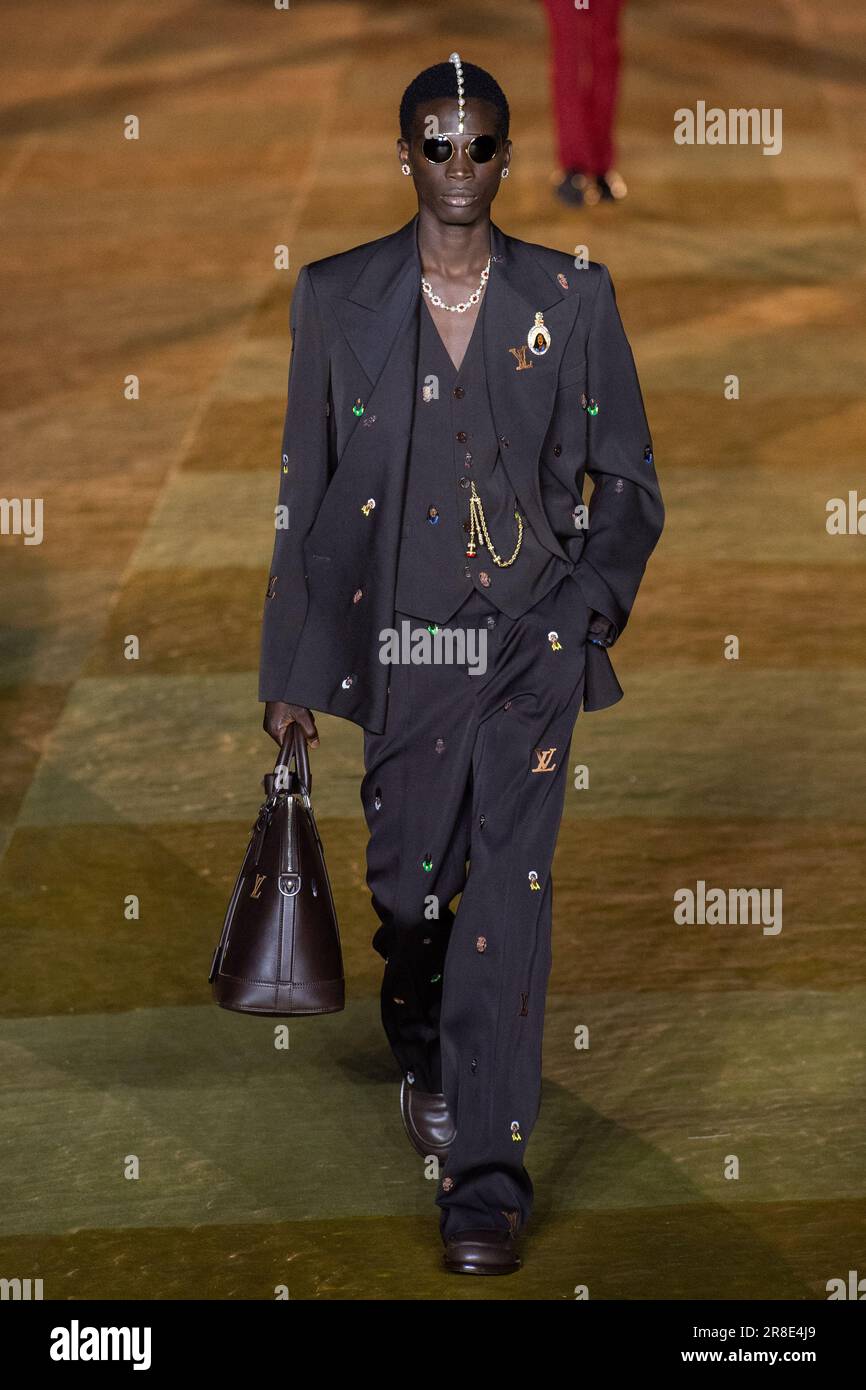 Paris, France. 20/06/2023, Maluma attend the Louis Vuitton Spring/Summer  2024 fashion show during the Paris Fashion Week menswear spring/summer 2024  on June 20, 2023 in Paris, France. Photo by Jerome Dominé/ABACAPRESS.COM  Credit