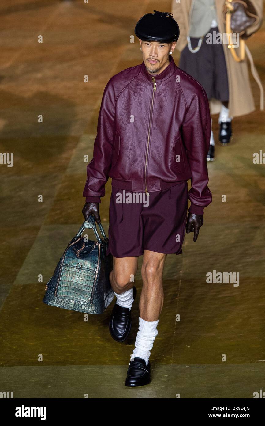 A model walks the runway during the Louis Vuitton Menswear News